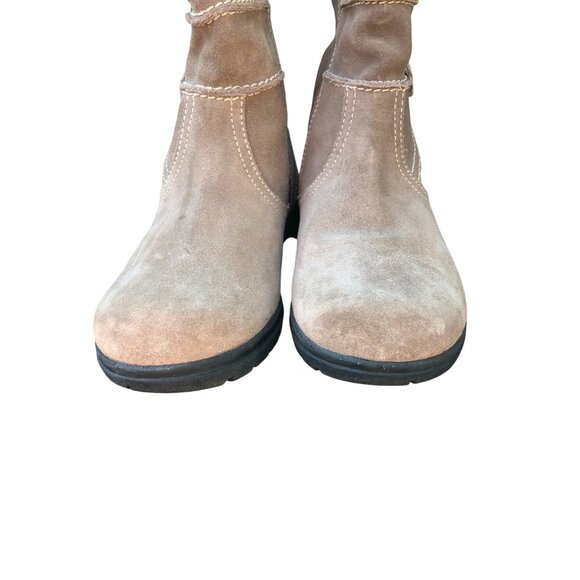 Clarks Ankle Boots Beige Suede Womens 6M Faux Fur Lining Side Zipper - Picture 3 of 10